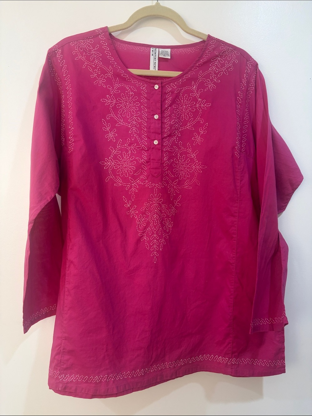 Newport News Fuchsia Embroidered Tunic